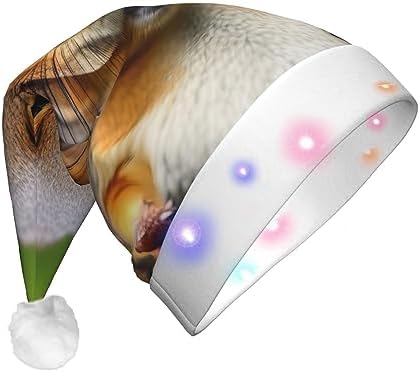 Squirrel Animal Print LED Christmas Hat for Adults