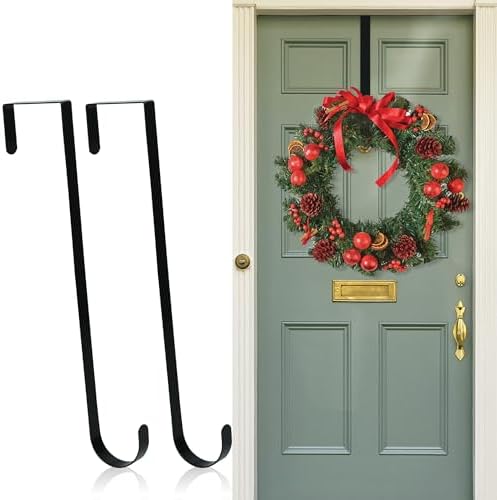Nirohee 2 Pack Black Wreath Hangers for Front Door