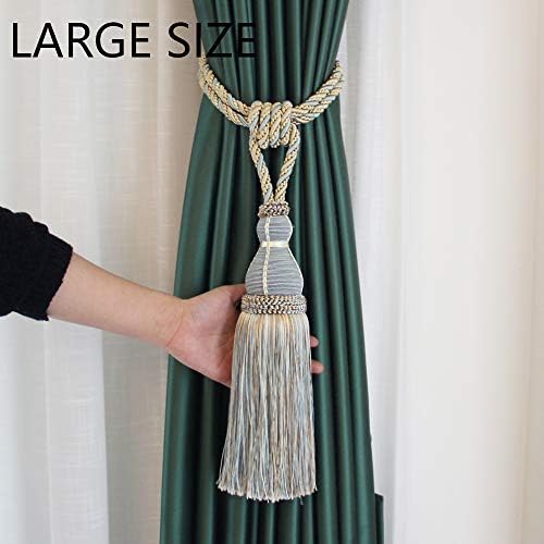 BEL AVENIR 2 Pack Green Tassel Curtain Holdbacks