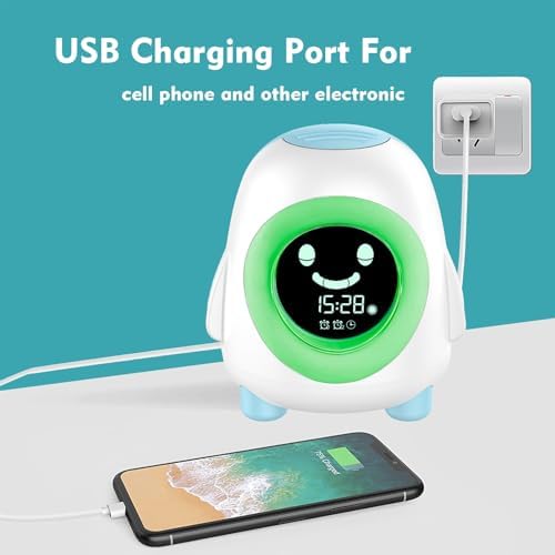 Wisoee Kids Alarm Clock with Night Light and Sound Machine