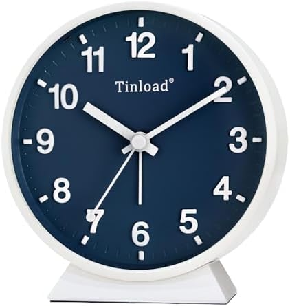 Tinload Analog Alarm Clock with Silent Seconds and Manual Light