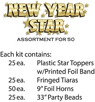 Beistle Gold New Year Star Party Kit for 50