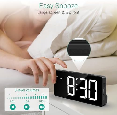 ORIA Digital Alarm Clock with Large Display and Adjustable Brightness