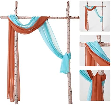 MIULEE Sheer Window Scarf Valance Terracotta Burnt Orange 54 x 144