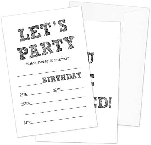 Lets Party Birthday Invitations with Envelopes 20 Set
