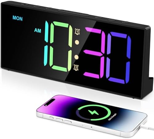 Tetino Loud Alarm Clock with RGB Display and Snooze