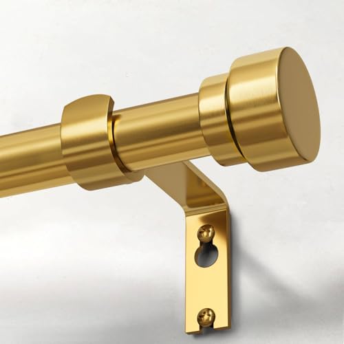 Modern Gold Curtain Rod with Solid Metal Finials 1 Diameter