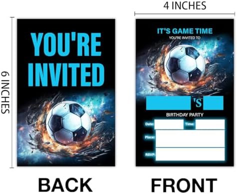 Soccer Birthday Invitations With Envelopes Set of 20