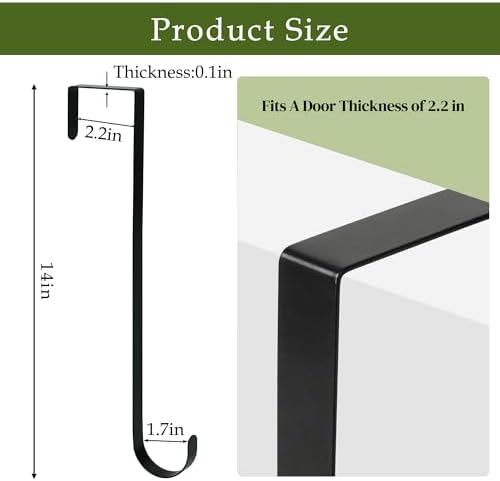 Nirohee 2 Pack Black Wreath Hangers for Front Door