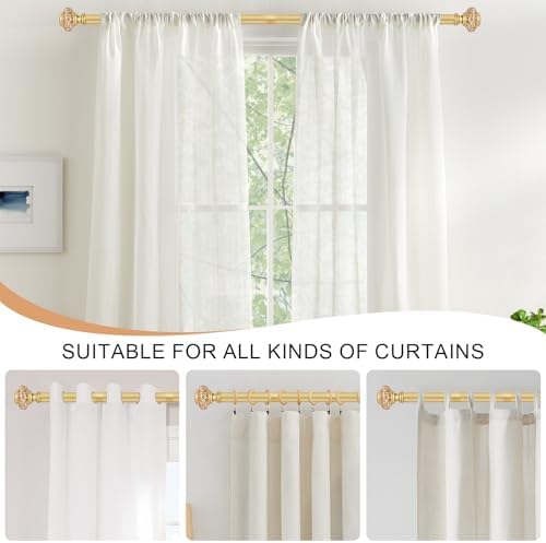 Gold Curtain Rods 48 to 84 Inch Vintage Crystal Finials