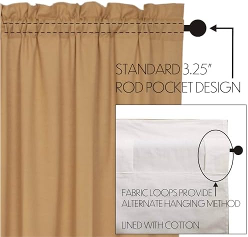 VHC Brands Flax Khaki Farmhouse Window Panels Set of 2