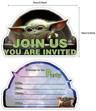 24 Pcs Baby Yoda Birthday Decorations with Invitations