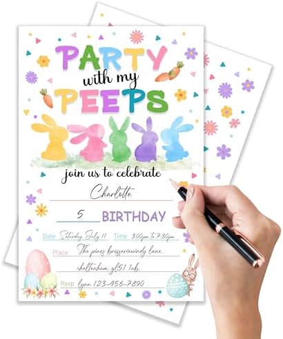 Rabbits Birthday Invitations 4x6 Inches Set of 20