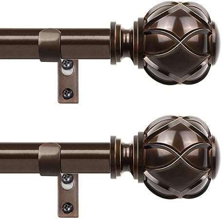 HOTOZON Bronze Curtain Rods 2 Pack Adjustable Splicing