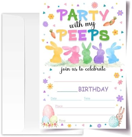 Rabbits Birthday Invitations 4x6 Inches Set of 20