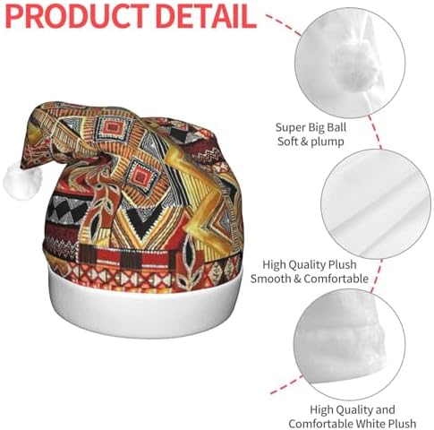 African Textile Patchwork Christmas Hat with LED Light