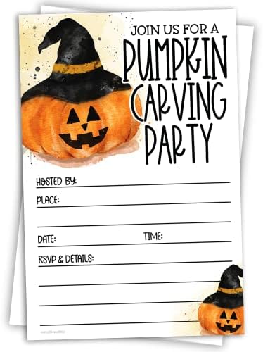 Pumpkin Carving Party Halloween Invitations 4x6