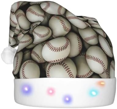 Baseball Print Christmas Hat with LED Lights