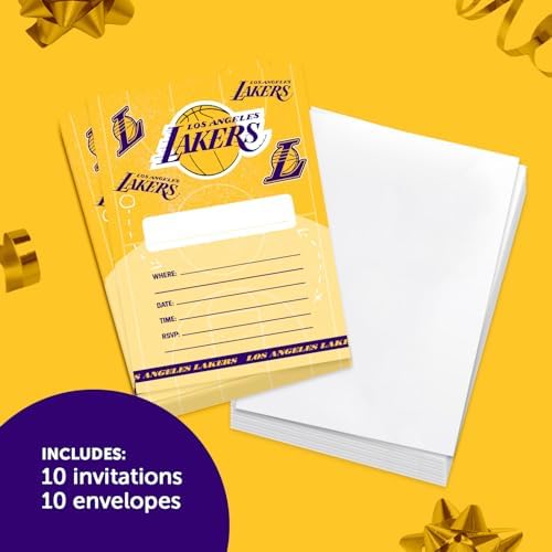 Desert Cactus LA Lakers Invitations 10 Count With Envelopes