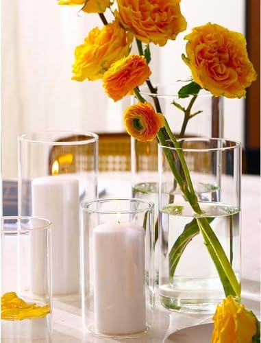 Yshengood 18PCS Clear Glass Hurricane Candle Holder Set