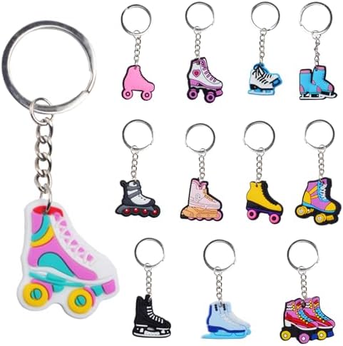 12pcs Roller Skate Keychains Keyring Bag Charm Party Decor