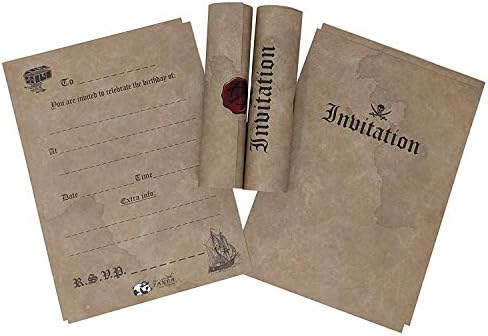 20 Pirate Birthday Invitations Roll Up Pirate Scrolls