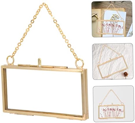 Brass Floating Glass Picture Frame for Pressed Flowers and Artwork Display