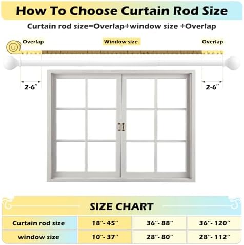 JRZOO White Curtain Rods 18-45 with Ball Finials