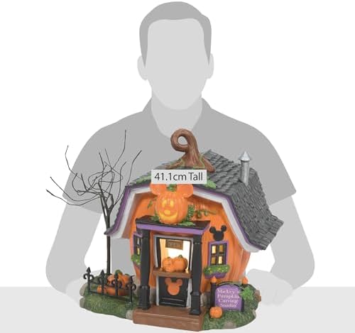 Department 56 Disney Halloween Pumpkin Town Mickey Mouse Carving Studio Lighted Building