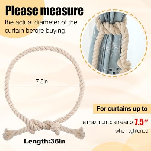 8 Pcs Hand Woven Curtain Tiebacks No Drilling