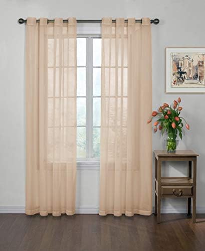 Odor Neutralizing Sheer Voile Grommet Curtain 59x95 Latte