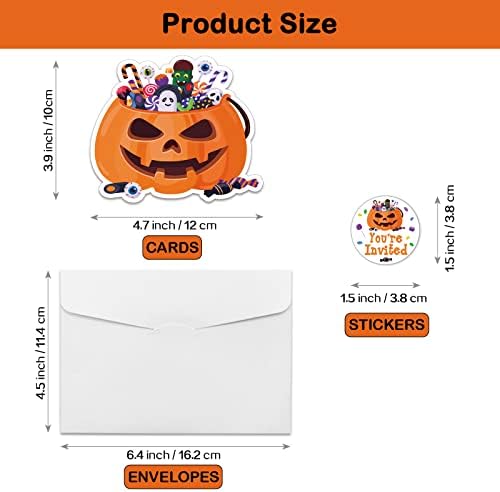 Rewidparty Halloween Pumpkin Party Invitations Set of 15
