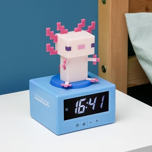 Paladone Minecraft Axolotl Alarm Clock with Night Light