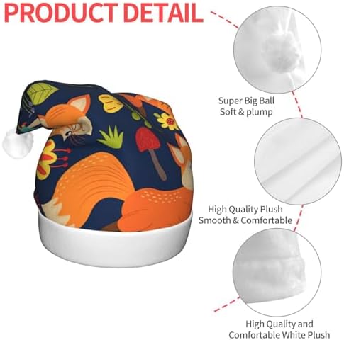 Cute Animal Fox Flower Print Christmas Hat with LED Lights
