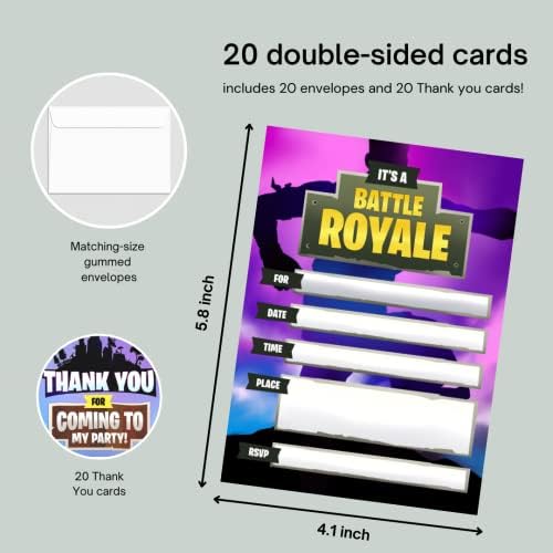 Hat Acrobat 20 Birthday Invitations for Boys - Game On Party Supplies Purple