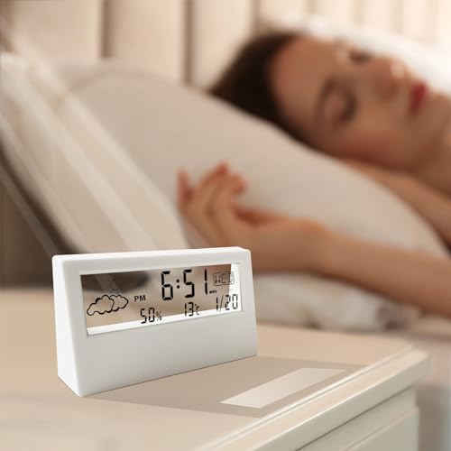 SawGlory Transparent Digital Alarm Clock with Humidity and Temperature Display