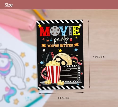 Movie Night Birthday Invitations with Envelopes