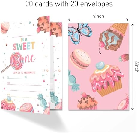 4x6 Sweet One Birthday Invitations with Envelopes