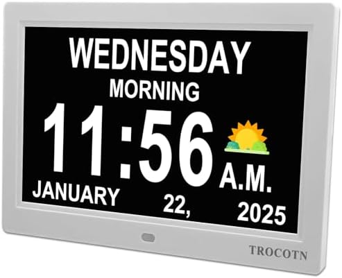 TROCOTN 10 Inch Digital Clock with 5 Display Modes and 12 Custom Alarms