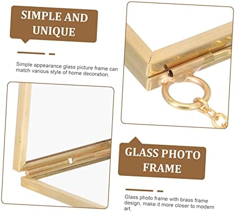 Brass Floating Glass Picture Frame for Pressed Flowers and Artwork Display