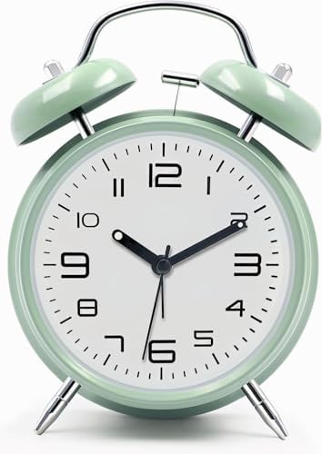 Loud Alarm Clock for Heavy Sleepers 4 Inch Twin Bell Metal Design