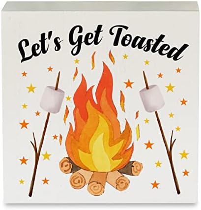 JOWMIJ Campfire Wood Box Sign 5x5 Inches Rustic Decor
