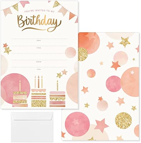 30 Pack Birthday Invitations with Envelopes