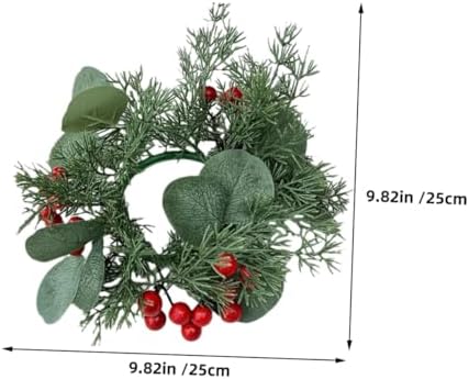 VOSAREA Christmas Candle Wreath with Pine Cones and Poinsettia
