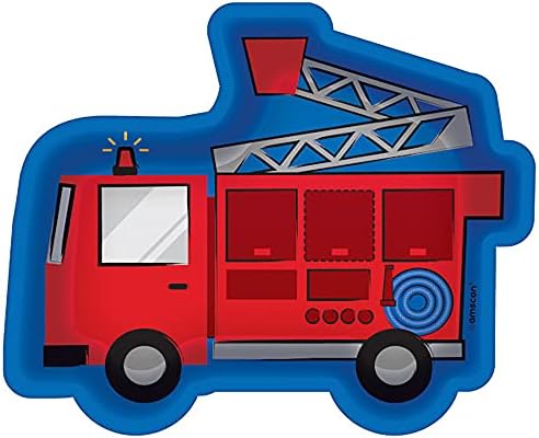Amscan First Responders Fire Truck-Shaped Plates 7 Inch Pack of 8