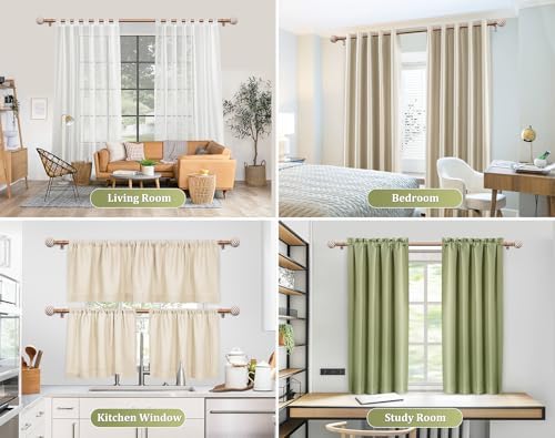Wood Grain Curtain Rod 32-120 Inches Boho Style