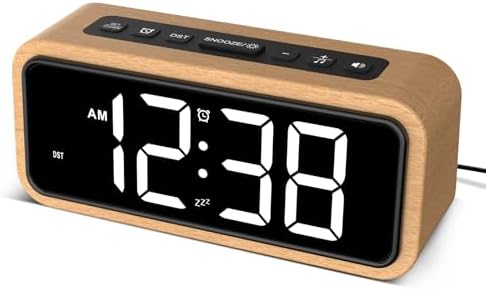 Netzu Wooden Alarm Clock with 5 Volumes and 12 Ringtones