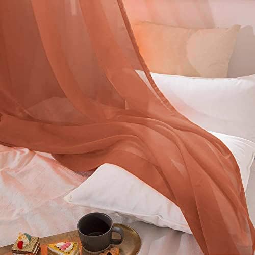 MIULEE Sheer Window Scarf Valance Terracotta Burnt Orange 54 x 144