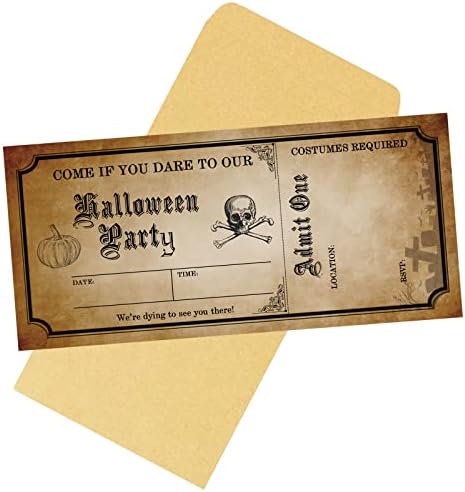 20 Halloween Party Invitations with Envelopes and Tape