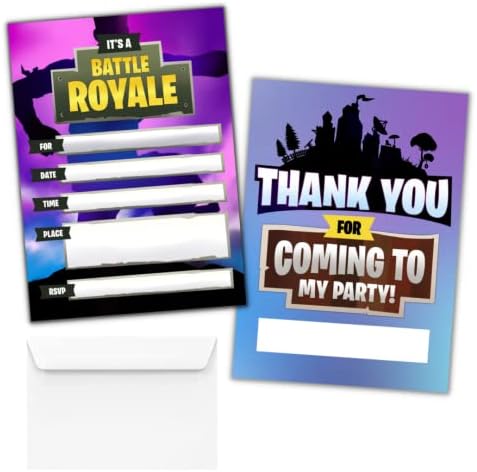 Hat Acrobat 20 Birthday Invitations for Boys - Game On Party Supplies Purple